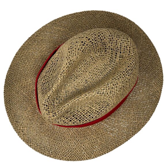 Vintage 90s Coca Cola Straw Panama Hat Cowboy Western Coke Soda Pop Logo Beige - Picture 7 of 9